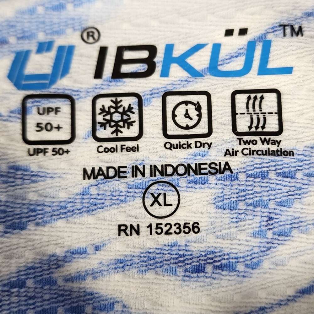 IBKUL Womens XL Blue Marble Swirl UPF 50+ Quarter Zip Long Sleeve Cooling Top - Picture 7 of 8